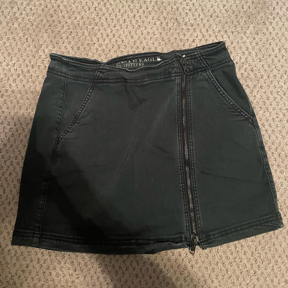 Black zippered mini jean skirt from American Eagle